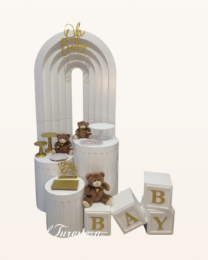 kit chá de bebe painel cubo cilindros urso 03