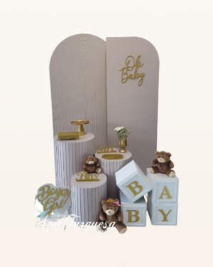 kit chá de bebe painel cubo cilindros urso 04