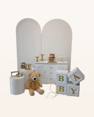 kit chá de bebe painel cubo cilindros urso 05